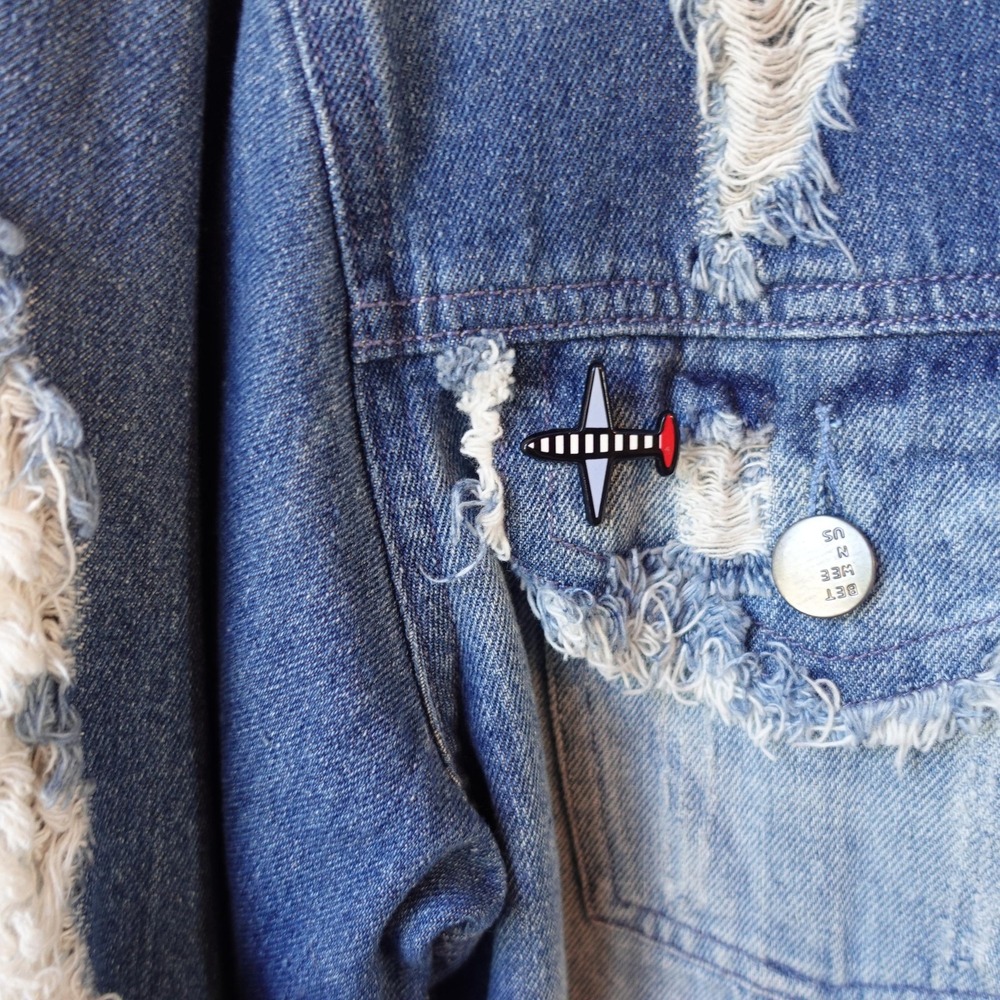 Y2K Denim Jacket Womens L XL Distressed Blue Jean Good Vibes Acid Wash Shirt - Picture 3 of 8